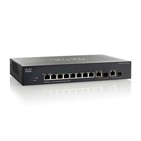 Cisco SG350-10MP Géré L3 Gigabit Ethernet (10/100/1000) Connexion Ethernet, supportant l'alimentation via ce port (PoE) Noir