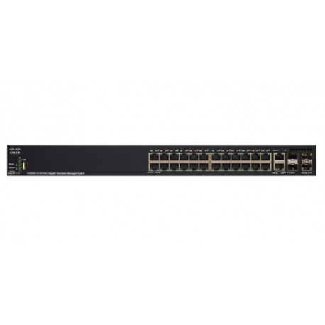 Cisco SG350X-24P Géré L3 Gigabit Ethernet (10/100/1000) Connexion Ethernet, supportant l'alimentation via ce port (PoE) 1U Noir