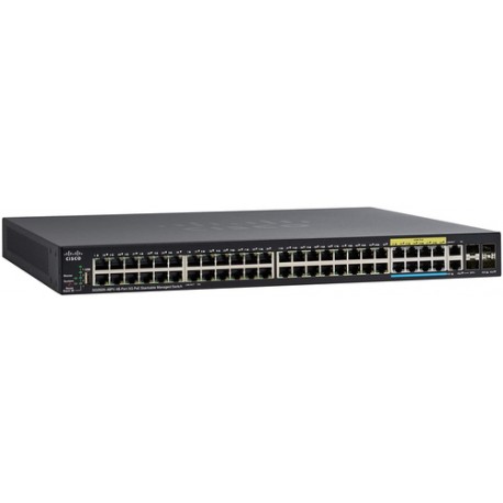 Cisco SG350X-48PV Géré L3 Gigabit Ethernet (10/100/1000) Connexion Ethernet, supportant l'alimentation via ce port (PoE) 1U Noir