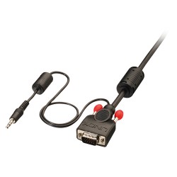 Lindy 37303 câble vidéo et adaptateur 10 m VGA (D-Sub) + 3,5 mm Noir
