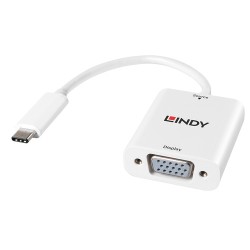 Lindy 43242 câble vidéo et adaptateur 0,17 m VGA (D-Sub) USB Type-C Blanc