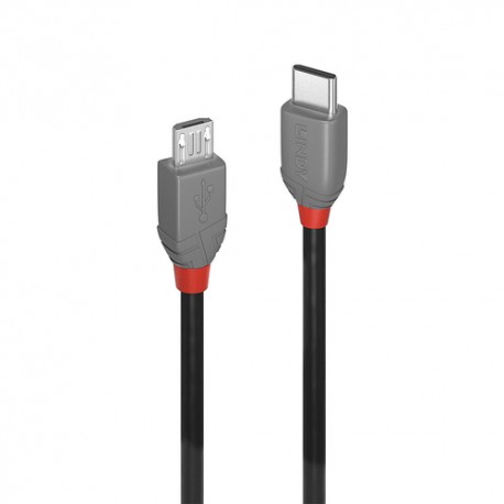 Lindy 36891 câble USB 1 m USB 2.0 USB C Micro-USB B Noir, Gris