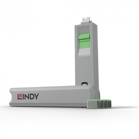 Lindy 40426 bloqueur de port Bloqueur de port + clé USB Type-C Vert 5 pièce(s)