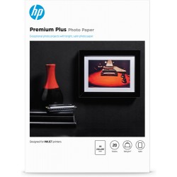 HP Papier photo Premium Plus, finition satinée, 300 g/m2, A4 (210 x 297 mm), 20 feuilles