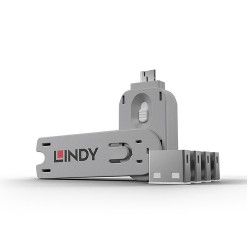 Lindy 40454 bloqueur de port Bloqueur de port + clé USB Type-A Blanc Acrylonitrile-Butadiène-Styrène (ABS) 5 pièce(s)