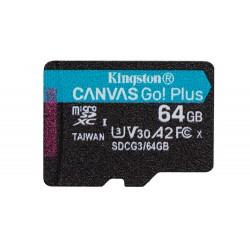 Kingston Technology Carte microSDXC Canvas Go Plus 170R A2 U3 V30 de 64 Go sans ADP