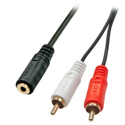 Lindy 35677 câble audio 0,25 m 2 x RCA 3,5mm Noir, Rouge, Blanc