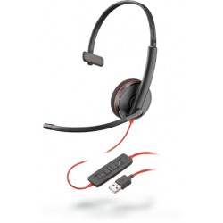 POLY Blackwire C3210 Casque Avec fil Arceau Appels/Musique USB Type-A Noir, Rouge
