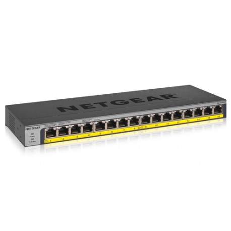 NETGEAR GS116LP Non-géré Gigabit Ethernet (10/100/1000) Connexion Ethernet, supportant l'alimentation via ce port (PoE) Noir
