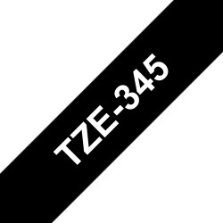 Brother TZE-345 ruban d'étiquette Blanc sur noir