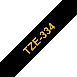 Brother TZE-334 ruban d'étiquette Or sur noir