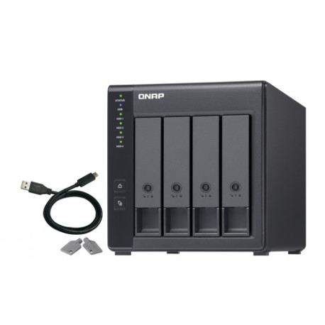 QNAP TR-004 Boîtier de disques de stockage Boîtier disque dur/SSD Noir 2.5/3.5"