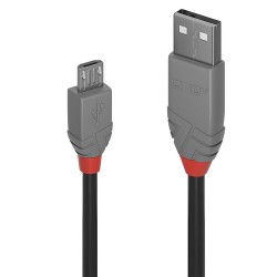 Lindy 36730 câble USB USB 2.0 0,2 m USB A Micro-USB B Noir, Gris