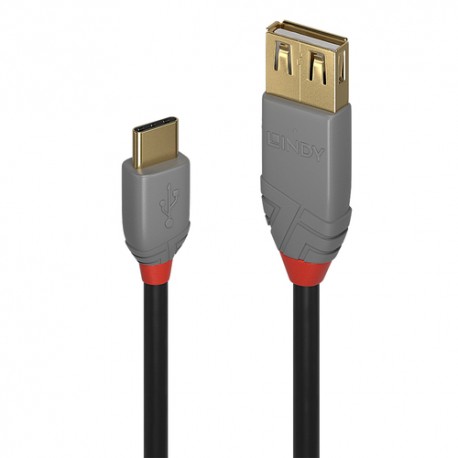 Lindy 36897 câble USB USB 2.0 0,15 m USB A USB C Noir, Gris