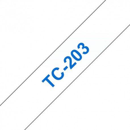 Brother TC-203 ruban d'étiquette Bleu sur blanc