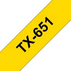 Brother TX-651 ruban d'étiquette Noir sur jaune