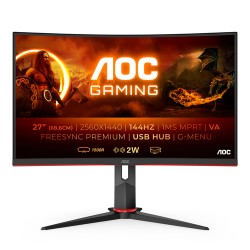 AOC G2 CQ27G2U/BK écran plat de PC 68,6 cm (27") 2560 x 1440 pixels Quad HD LED Noir, Rouge