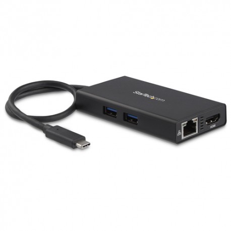 StarTech.com Adaptateur Multiport USB-C - Mini Station d'Accueil USB-C avec 4K HDMI - 60W Power Delivery Pass-Through, GbE, 2x U
