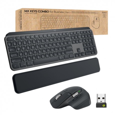 Logitech MX Keys combo for Business Gen 2 clavier Souris incluse Bureau RF sans fil + Bluetooth QWERTY Graphite