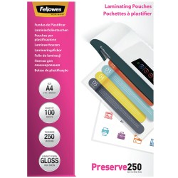 Fellowes Pochettes brillantes A4 250 microns - Paquet de 100