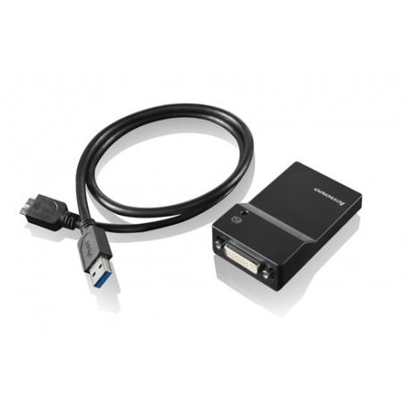 Lenovo USB 3.0 - DVI/VGA adaptateur graphique USB 2048 x 1152 pixels Noir