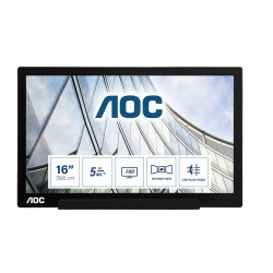 AOC 01 Series I1601FWUX écran plat de PC 39,6 cm (15.6") 1920 x 1080 pixels Full HD LED Argent, Noir