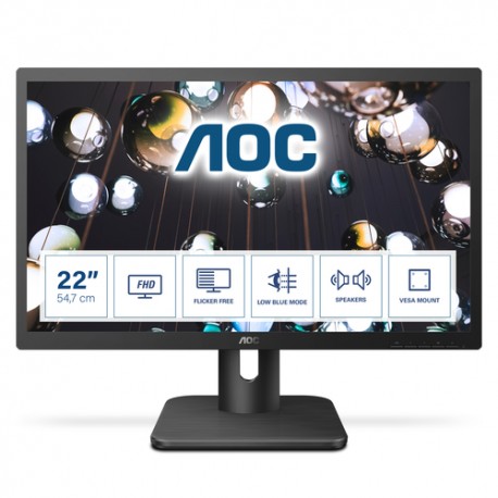 AOC E1 22E1D écran plat de PC 54,6 cm (21.5") 1920 x 1080 pixels Full HD LED Noir