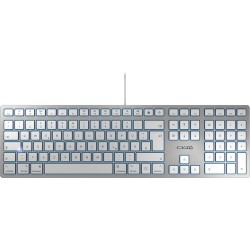 CHERRY KC 6000 SLIM FOR MAC Clavier filaire pour Mac, blanc/argent, USB, AZERTY - FR