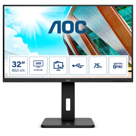 AOC P2 U32P2 écran plat de PC 80 cm (31.5") 3840 x 2160 pixels 4K Ultra HD LED Noir