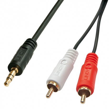 Lindy 35680 câble audio 1 m 3,5mm 2 x RCA Noir