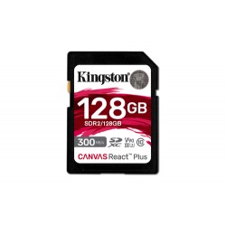 Kingston Technology 128GB Canvas React Plus SDXC UHS-II 300R/260W U3 V90 for Full HD/4K/8K